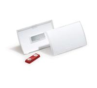 Durable Click Fold Name Badge | 75 x 40 mm | Includes Magnet for Attaching To Clothing | Pack of 10 | Transparent Polypropylene