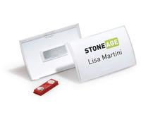 Durable Click Fold Name Badge 54 x 90 mm with Magnet Transparent | Pack of 10 | Ideal for Events and Visitor Management
