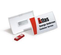 Durable Click Fold Name Badge | 75 x 40 mm | Includes Magnet for Attaching To Clothing | Pack of 10 | Transparent Polypropylene