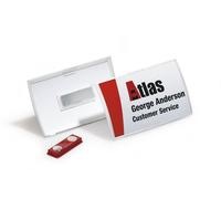 Durable CLICK FOLD Magnet Name Tag Badge Holders + Inserts | 25 Pack | 40 x 75mm