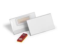 Durable Click Fold Name Badge - 40 x 75mm with Magnet - Anti-Twist - Made from Polypropylene - Pack of 25 - Transparent - Perfect for Events & Exhibitions