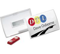 Durable Click Fold Name Badge 54 x 90mm with Magnet - Transparent - Pack of 10 - For Events and Visitor Management