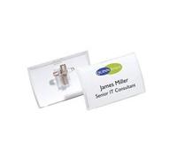Durable Click Fold Name Badge with Combi Clip 54x90mm Clear (Pack 25)