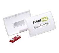 Durable Click Fold Name Badge with Magnet 40 x 75mm, Pack of 10, Clear | Name Tag made of PP, Click Mechanism for Easy Insert Change, for Event and Visitor Management, Made in Germany