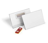 Durable Click Fold Name Badge with Magnet 54 x 90mm, Pack of 25, Clear | Name Tag made of PP, Click Mechanism for Easy Insert Change, for Event and Visitor Management, Made in Germany
