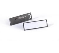 Durable Clip-Card Name Badge with Safety Pin, 25 Pieces, Clear | Elegant name plate, 17 x 67 mm, convex window with magnifying effect, scratch resistant plastic, landscape format