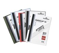 Durable Clip Folder Duraclip 30 A4, Pack of 25, Assorted, Metal Clip | Holds up to 30 Sheets of Unpunched Paper, Strong Metal Clip, Transparent Front Cover, Made in Germany