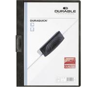 Durable Clip Folder Duraquick A4, Pack of 20, Black, Plastic Clip | Soft Plastic Front Cover with Coloured Harder Back, Plastic Document Clamp Holds up to 20 Sheets, Made in Germany