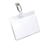 Durable Visitor Name Badge 60 X 90 mm With Clip Transparent Pack Of 25 Badges Includes Blank Insert Cards Ideal For Events And