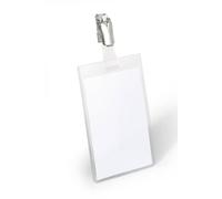 Durable Clip Name Tag ID Badge Card Holders | 25 Pack | Vertical 90 x 60mm