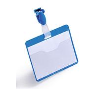 Durable Clip Name Tag Id Badge Card Holders + Inserts - 25 Pack - 54X90mm - Blue
