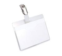 Durable Visitor Name Badge 60 x 90 mm with Clip Transparent | Pack of 25 Badges | Includes Blank Insert Cards | Ideal for Events and Visitor Management