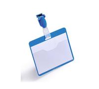 Durable Clip Name Tag Id Badge Holders & Inserts - 25 Pack - 54x90mm - Blue Durable Blue 25 Pack