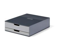 Durable COFFEE POINT 2 Drawer Organiser Storage Box for Pod Teabags | Grey