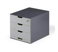 Durable COFFEE POINT Modular 4 Drawer Organiser Lockable Storage Box | Grey