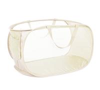 Durable Collapsible Laundry Baskets, Mesh Pop Up Laundry Hamper with Side Pocket, Foldable Clothes Storage Hamper with Reinforced Carry Handles for Laundry, Bathroom, Kids Room, Dorm or Travel Beige