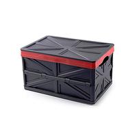 Durable Collapsible Storage Bins Stackable Containers Home Garage Storage Cubes Organizer,Plastic Folding Utility Crates,Lidded Storage Bins Baskets for Clothes Toy Books Groceries-Black 45l(20.8x14x