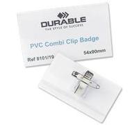 Durable Durable Name Badge with Combi-Clip 40x75mm (Pack 50) 814119