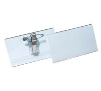 Durable Name Badge 40 X 75 mm With Combi Clip Transparent Pack Of 25 Badges Includes Blank Insert Cards Ideal For Events And