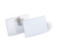 Durable COMBI Clip & Pin Name Badge Holders + Inserts 50 Pack 54x90mm