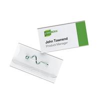Durable Conference Pin Name Tag Badge Holders + Inserts | 100 Pack | 30 x 60mm