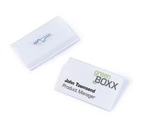 Durable Conference Pin Name Tag Badge Holders + Inserts | 50 Pack | 54 x 90mm