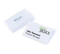 100x DURABLE TRANSPARENT PLASTIC PIN ID NAME BADGES INSERT 54x90mm 800419
