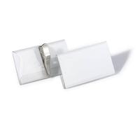 Durable Crocodile Clip Name Tag ID Badge Holders + Inserts | 25 Pack | 40 x 75mm