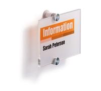 Durable CRYSTAL Frameless Sign Holder Wall Mounted - A6 Clear