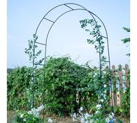Durable Dark Green Garden Arch, Weathproof Steel Rose Arch for Climbing Plants and Vines, Romantic Wedding Arbor, Easy Assembly Trellis (WxH 240x220cm)