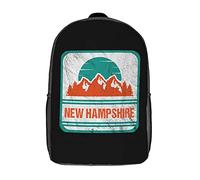 Durable Daypack New Hampshire Mountain Retro Students Bookbag Polyester Rucksack for Travel, Work, Hiking, 42X32X14Cm