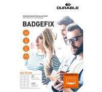 Durable DB80666 Badgefix Self-Adhesive Name Badge 40 mm x 75 mm - White (Pack of