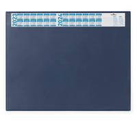 Durable Desk Mat with Annual Calendar Dark Blue | 65 x 52 cm | Pack of 1 | Anti-Glare Transparent Overlay Included | Ideal for Offices and Home Offices