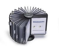 Durable Display Panel Carousel Sherpa A4, 40 Panels, Black | Rotating Reference System with 40 Panels and Index Tabs, Weighted Non-Slip Base, Cary Handles, Made in Germany