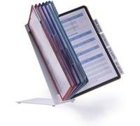 Durable Display Panel Desk Unit Vario A4, 10 Panels, Assorted Colours | Reference System with Metal Base, 10 Panels and Index Tabs, Holds 20 A4 Sheets, Anti-Glare and Copy-Proof, Made in Germany