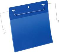 Durable Document Pocket with Wire Hanger A5 - Pack of 50 Landscape Document Holders Dark Blue - Tear Resistant Ticket Holders