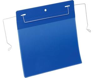 Durable Document Pocket with Wire Hanger A5 - Pack of 50 Landscape Document Holders Dark Blue - Tear Resistant Ticket Holders