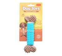 Durable Dog Chew Toy for Small and Medium Breeds, Tough TPR Bone Shape Teething Stick with Wood Plastic Texture, Interactive Boredom Breaker, 16 x 5 x 2.5 cm (Blue)