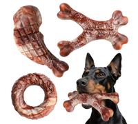 Durable Dog Chew Toys 3-Pack Beef Flavored Nylon Toys for Aggressive Chewer (Brown)