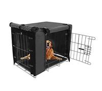Durable Dog Crate Cover Double Door for Large pet Kennel Covers Universal Fit for 24 30 36 42 48 inches Wire Dog Crate (30 Inch (30" L x 19" W x 21" H))-Black