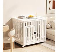 Durable Dog Crate Kennel for Small and Medium Pets - Sturdy PE Plastic Cage with Wheels and Escape Lock for Easy Training and Comfort(White,S)