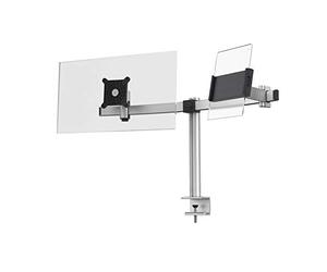 Durable Dual Monitor Mount Pro for 1 Screen & 1 Tablet - Dual Arm Monitor & Tablet Stand with Clamp for Desks - VESA 75/100 - For 21 - 27 Inch Screens & 7 - 13 Inch Tablets