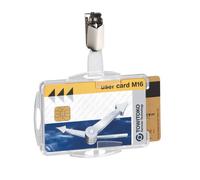 Durable Duo Security Pass Holder 54 x 85 mm Transparent | Holds Up to 2 ID/Security Cards | Pack of 25 | Ideal for Holding Swipe Cards, ID Cards, etc.
