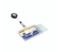 Durable Enclosed Duo Security Pass Holder 54 x 85mm with Badge Reel - Transparent - Holds up to 2 ID/Security Cards - Pack of 10