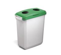 DURABIN Grey Rectangular Recycling Bin + Green Hinged Bottle Lid - 60L Durable Green 1 Pack