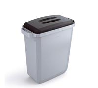 Durable DURABIN Plastic Waste Recycling Bin 60 Litre Rectangular Grey with Black Lid - VEH2012029