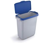 Durable DURABIN Plastic Waste Recycling Bin 60 Litre Rectangular Grey with Blue Hinged Lid - VEH2022011