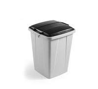 Durable Durabin Grey Square Recycling Bin + Black Lid - Food Safe - 90L