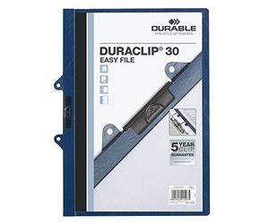 Durable DuraClip 222907 Easy Clip File for 1-30 Sheets A4 - Dark Blue (Pack of 25)