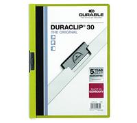 Durable DURACLIP 30 A4 Clip Folder - Holds Up to 30 Sheets of A4 Paper - Strong Metal Sprung Clip - Pack of 25 Green Colour Folders for Organising Documents